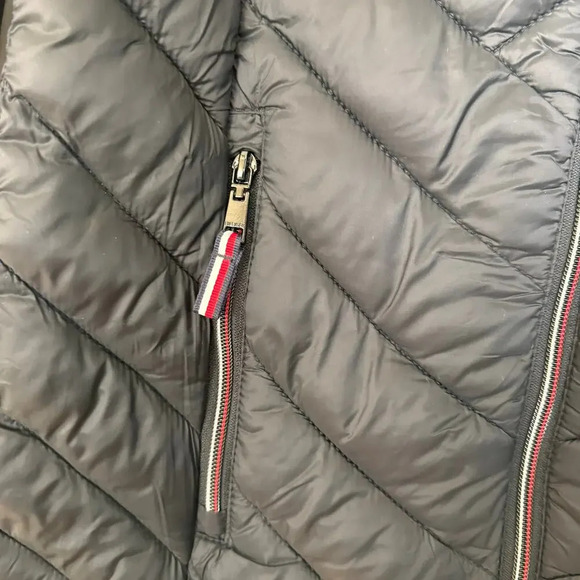 Tommy Hilfiger Wome Navy/black Puffer Jacket Quilted Packable Hooded Full Zip Sm - Picture 7 of 10